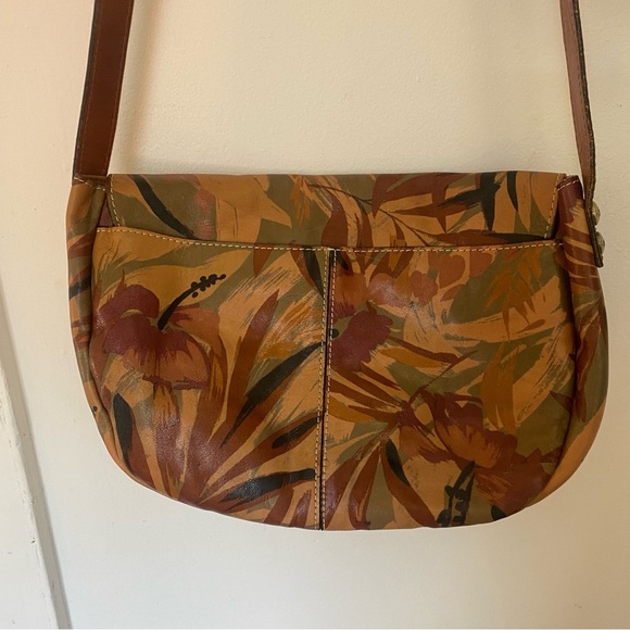 Patricia Nash ROSOLINI Leather Saddle Bag Tropical Palm Print - Picture 5 of 14